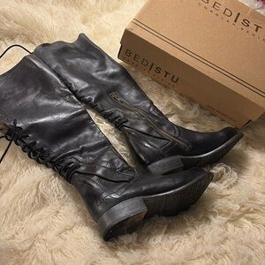 Bed Stu Surrey Tall Boots. Black Leather Sz 8.5. Handmade. Cobbler Series. NIB